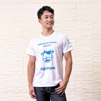 純素標語 T-shirt 動物是朋友,不是食物. #持純素 有現貨 A3016 