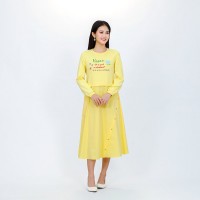 純素標語 優雅 舒適 棉質 長袖 洋裝 假兩件 現貨 B1551【Celestial Cloud】