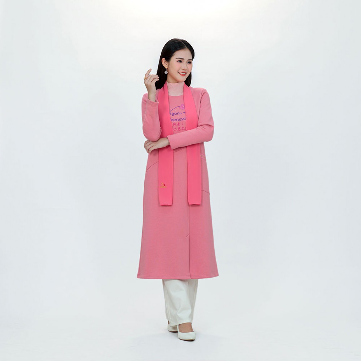 純素標語 純棉 口袋 保暖 花朵 洋裝 長袍 現貨 B1553【Celestial Cloud】