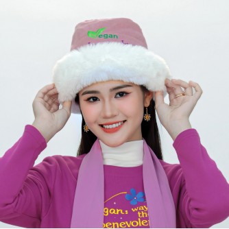 純素標語 皮草造型帽 毛帽 保暖 天堂之路 有現貨 B6552【Celestial Cloud】