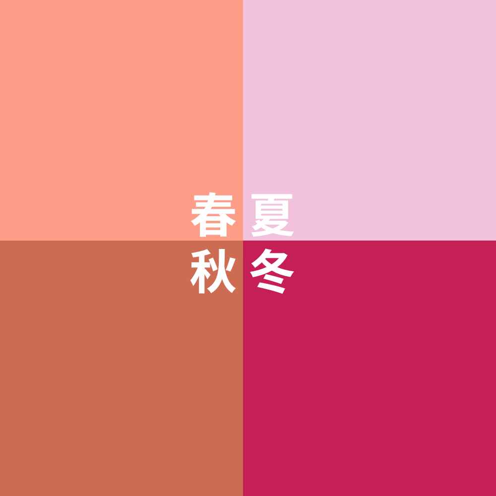 將春夏秋冬四種代表顏色的色布放在下巴下方，照鏡子觀察臉上陰影及氣色的差異