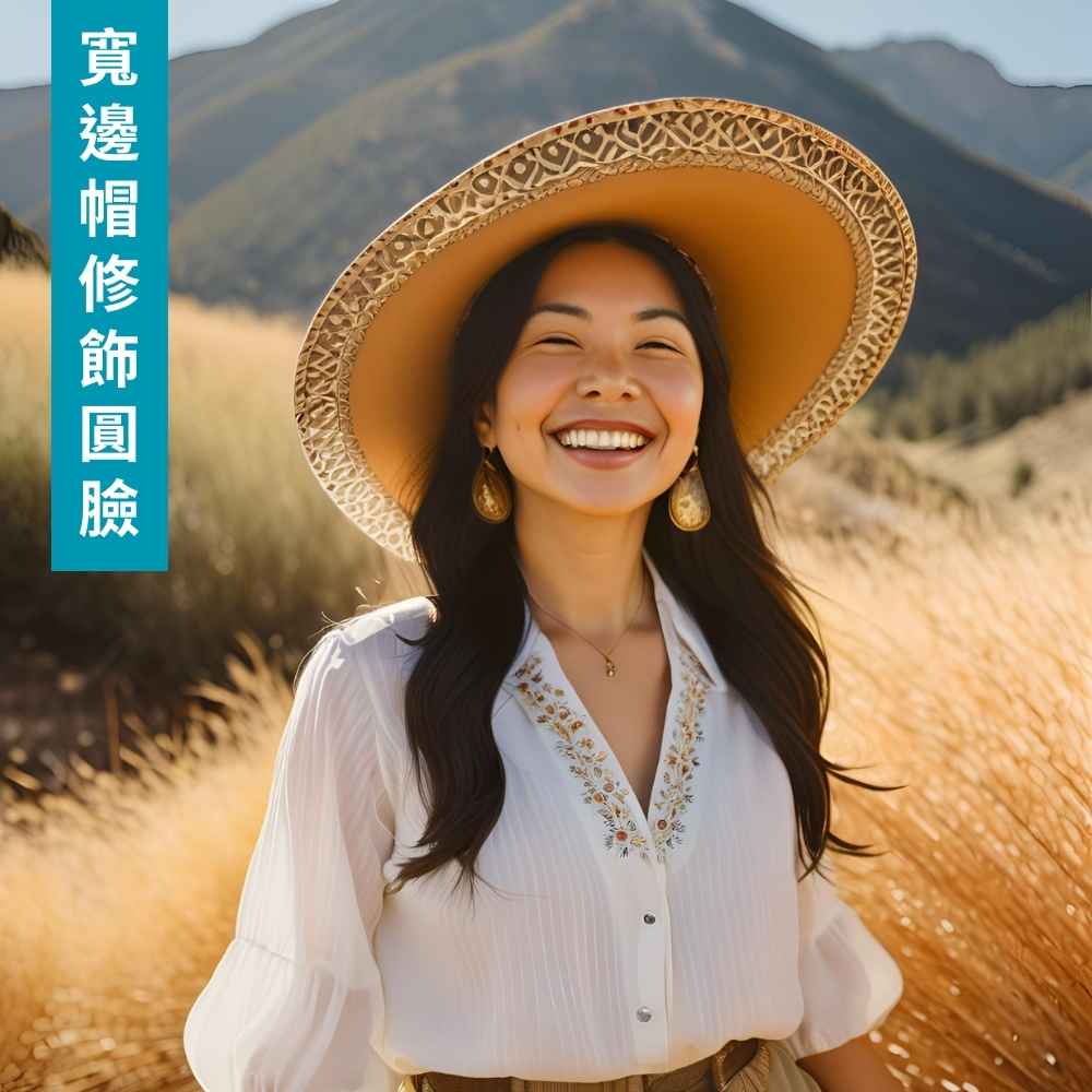 圓形臉：寬邊帽和傘帽為最佳選擇