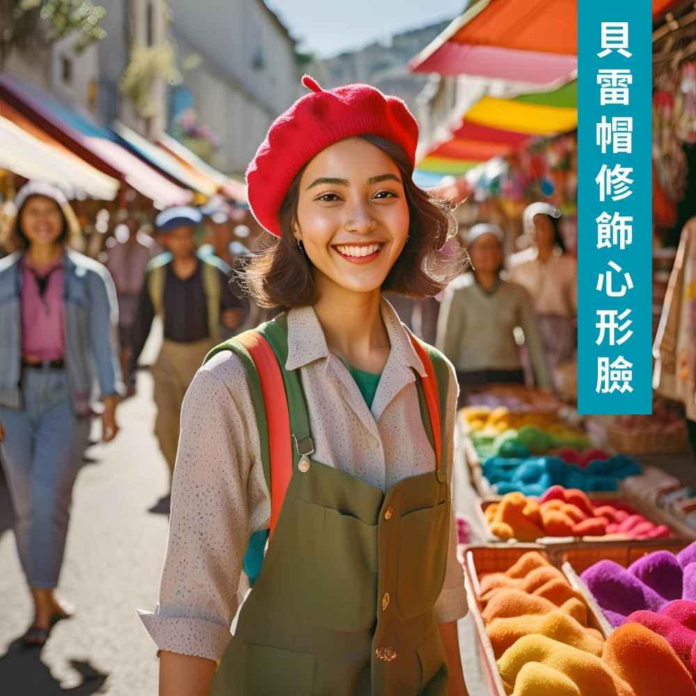 貝雷帽修飾心型臉