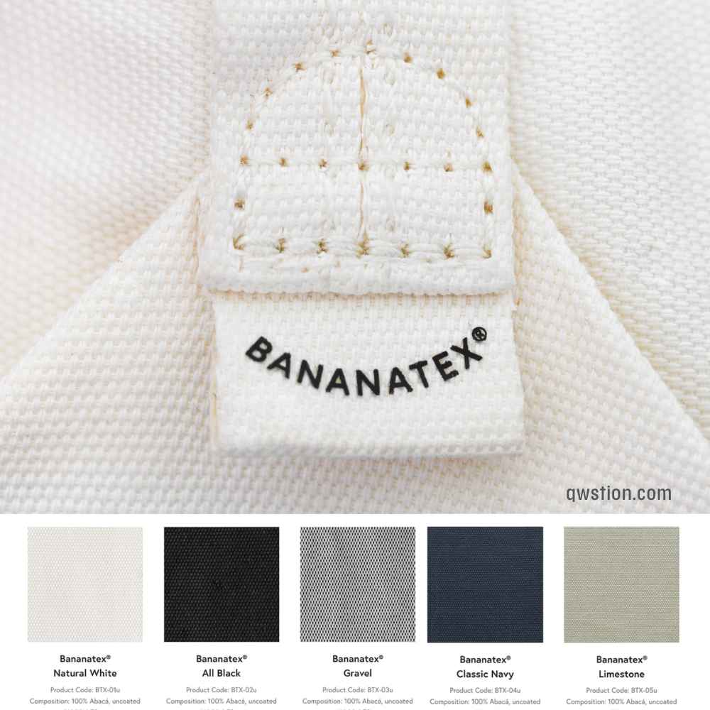 瑞士品牌QWSTION與台灣紗線廠合作開發的Bananatex，是首款可生物分解且不含塑膠的香蕉纖維布料。