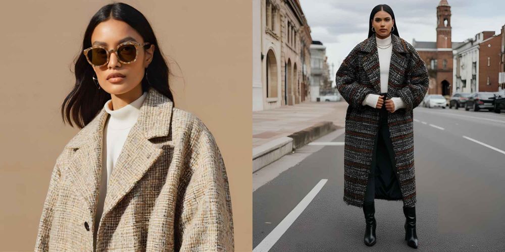 想要走更隨性但依然有型的路線?那就挑選一件Oversized版型的純素粗花呢大衣。