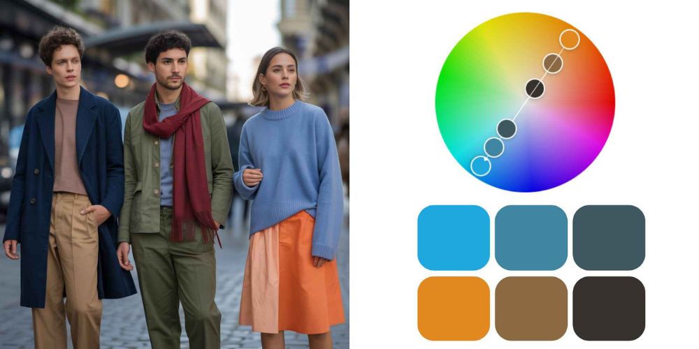 互補色（色相相差180°）最容易形成強烈的視覺效果。