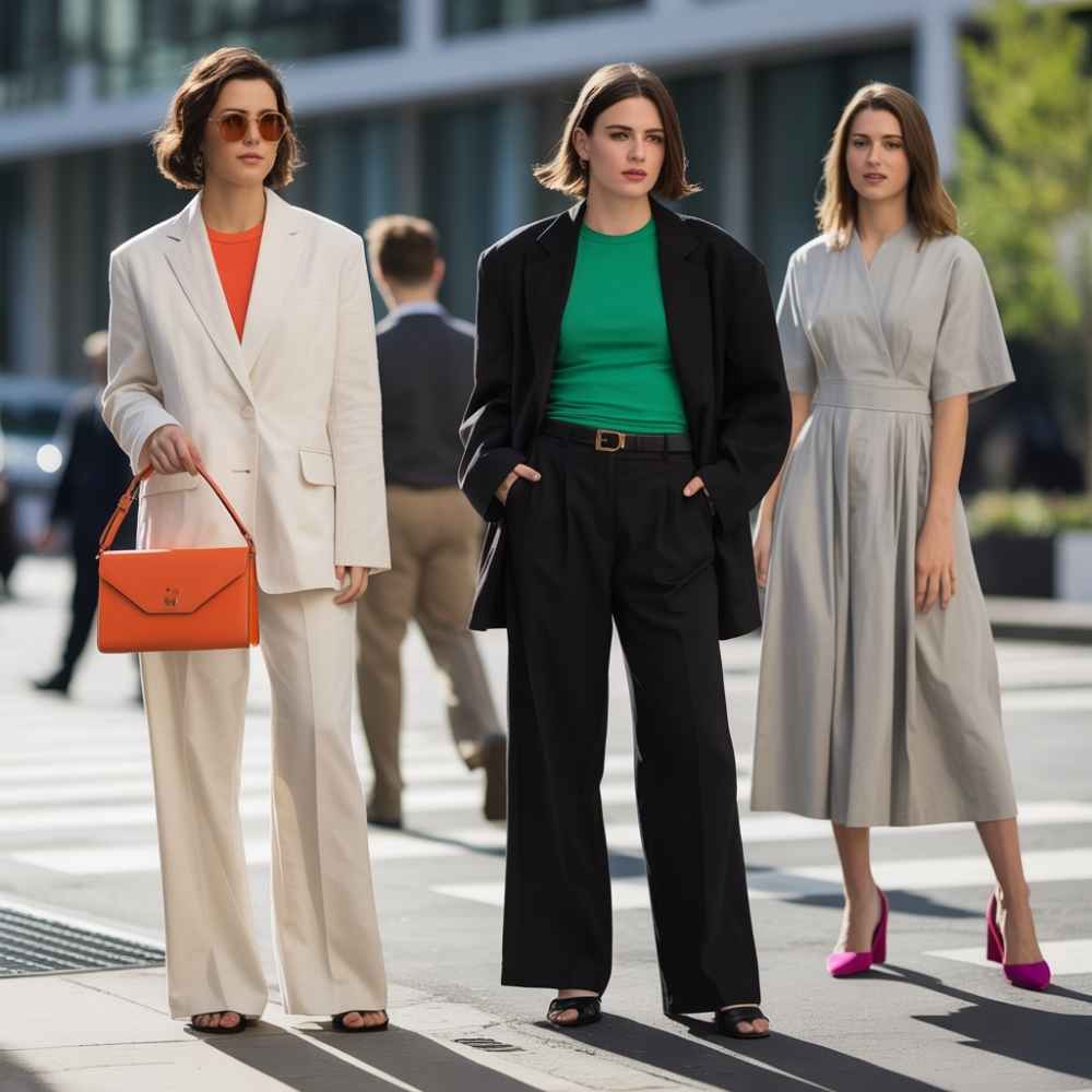 另一個保險做法是用黑、白、灰、米色等中性色承接一個高彩度亮色,創造簡潔俐落的撞色效果。