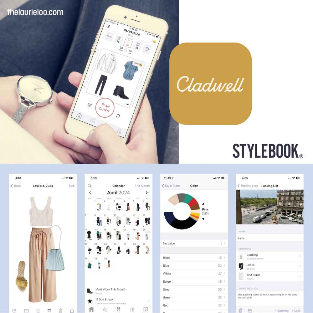 Cladwell 可根據使用者現有衣物與每日天氣推薦穿搭組合；Stylebook 則提供衣物分類與穿搭記錄功能