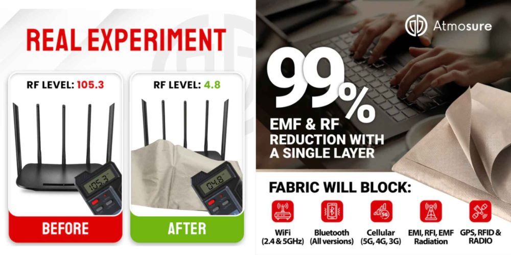 防護服的關鍵在於導電纖維。常見材質包括：銀纖維（Silver Fiber）、不鏽鋼纖維（Stainless Steel Fiber）、銅纖維與碳纖維。這些金屬纖維可形成「法拉第籠效應（Faraday Cage Effect）」，能將電磁波反射或導離人體