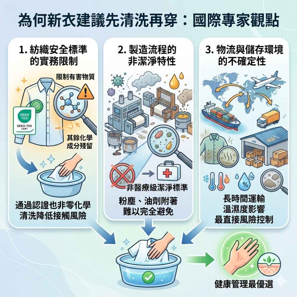 為何國際標準與專家建議先清洗再穿？