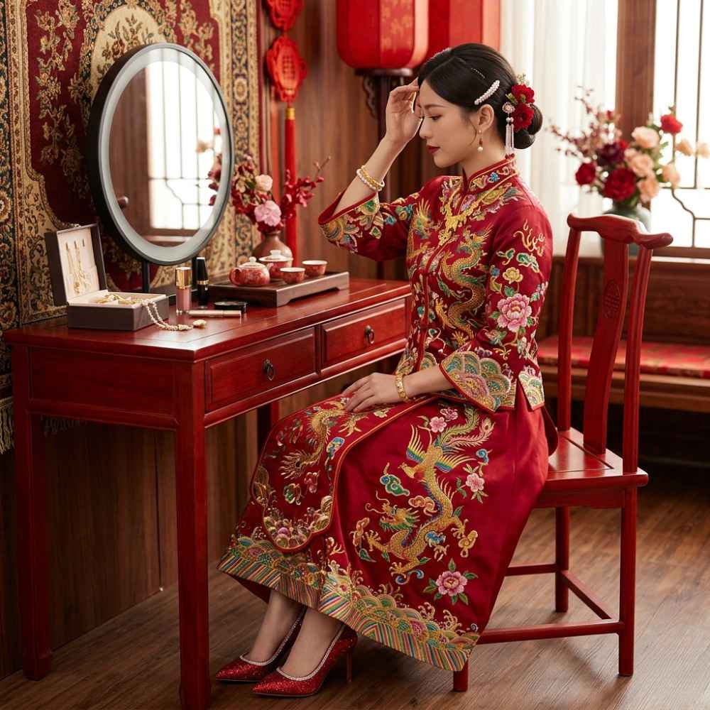 在充滿西式浪漫的當代婚禮中，巧妙地穿插一套傳統中式婚服，不僅能讓婚禮流程更具文化層次感，更能留下令人驚豔的影像紀錄。