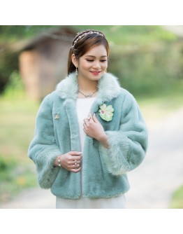 Vegan Fur Coat "Glazed Glow Splendour" Customized Product F8353【Celestial Cloud】 