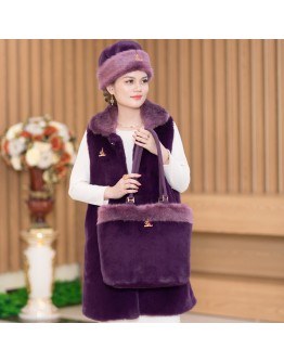 Vegan Fur Bag "Lucky Double Purple" Customized Product F8705【Celestial Cloud】