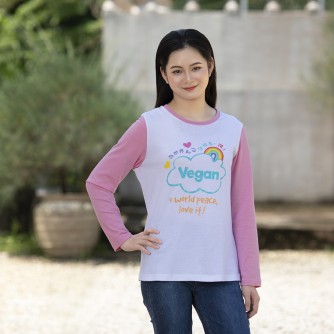 A1054 Vegan 4 world peace, love it! Vegan = life gifting action. (Long Sleeve T-Shirt)