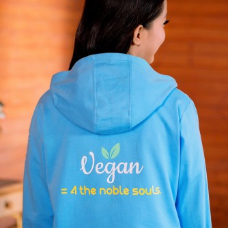 A1361 "Vegan lifestyle = way 2 go!" Hooded Casual Jacket