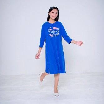 Vegan Slogan "real kindness!" Ice Porcelain Cotton Long Dress A1522 