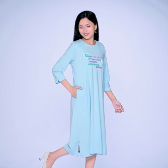 Vegan Slogan "u’ll have more immunity!" Organic Cotton Long Dress A1523 