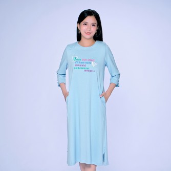 Vegan Slogan Organic Cotton Long Dress "u’ll have more immunity!" A1523 