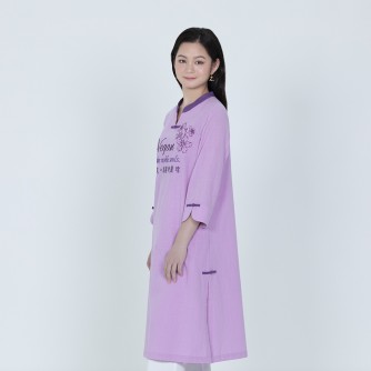 Vegan Slogan "4 the noble souls" Chinese Style Cotton Three-Quarter Sleeve Dress A1526 