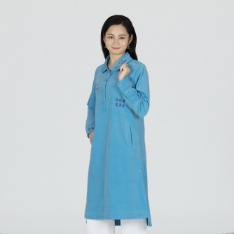 Vegan Slogan Autumn Half-Placket Long-Sleeve Dress "Love in Action" A1551 