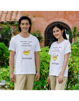 Vegan Slogan "I breathe, I feel. I’m not food!" Organic Cotton T-shirt A3011【Celestial Cloud】