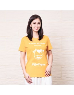 Vegan Slogan "Animals are friends, not food." Organic Cotton T-shirt  A3016【Celestial Cloud】