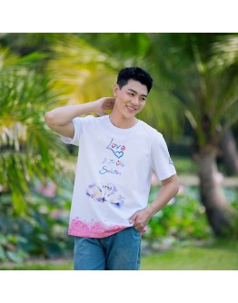 Vegan Slogan "Love Is The Only Solution" Organic Cotton T-shirt A3030【Celestial Cloud】