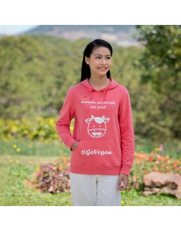 Vegan Slogan "Animals are friends, not food. #GoVegan" Hoodie A3056【Celestial Cloud】