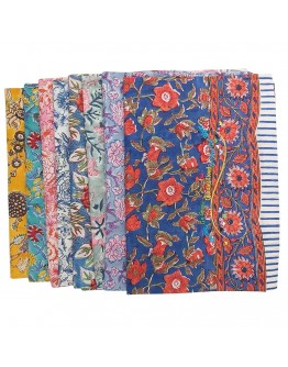 Vegan Slogan India Hand Block Printed Spring & Summer Quan Yin Cotton Cloth A6132【Celestial Cloud】