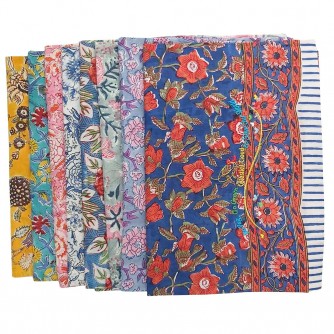 Vegan Slogan India Hand Block Printed Spring & Summer Quan Yin Cotton Cloth A6132【Celestial Cloud】