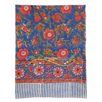 Vegan Slogan India Hand Block Printed Spring & Summer Quan Yin Cotton Cloth A6132【Celestial Cloud】