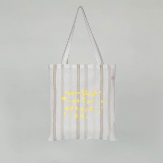 A6709 Vegan lifestyle = way 2 go! (Reusable Shopping Bag, with pocket inside)(Striped off-white)