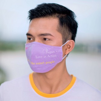 B6403 Vegan = Love in Action. Vegan: 4 the smart people. (Antibacterial Mask B)