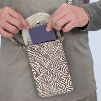 E6904 EMF Protection Phone Shoulder Bag (Geometric Brown)