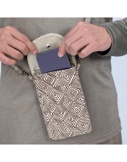 EMF Protection Phone Shoulder Bag (Geometric Brown) E6904【Celestial Cloud】