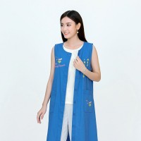 Vegan Slogan Classic Cotton Linen Vest Dress B1503【Celestial Cloud】