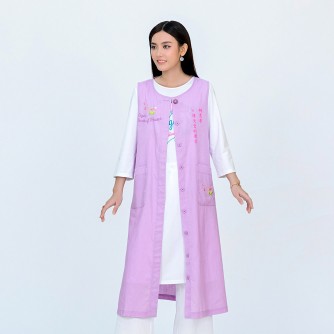 Vegan Slogan Classic Cotton Linen Vest Dress B1503【Celestial Cloud】