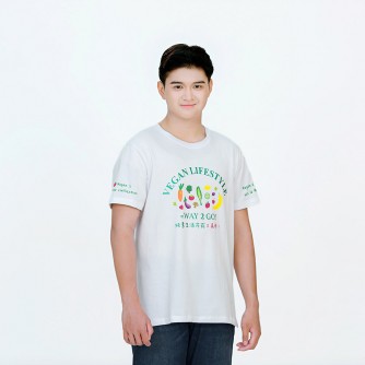 Vegan Slogan Unisex Organic Cotton Short-sleeved T-shirt "Vegan lifestyle = way 2 go!" B3001【Celestial Cloud】