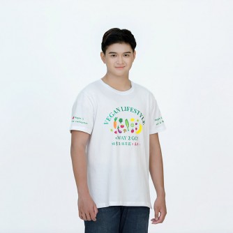 Vegan Slogan Unisex Organic Cotton Short-sleeved T-shirt "Vegan lifestyle = way 2 go!" B3001【Celestial Cloud】