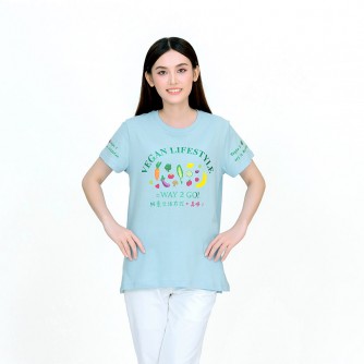 Vegan Slogan Unisex Organic Cotton Short-sleeved T-shirt "Vegan lifestyle = way 2 go!" B3001【Celestial Cloud】
