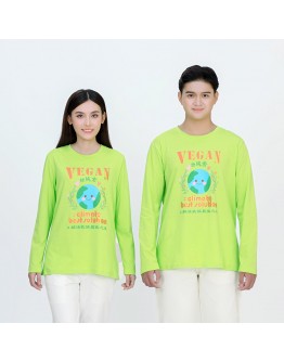 Vegan Slogan Organic Cotton Unisex Long-sleeved T-shirt "Climate Best Solution" B3052【Celestial Cloud】