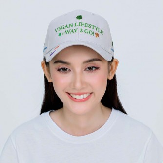 Vegan Slogan Cap "Vegan lifestyle = way 2 go!" B6503【Celestial Cloud】
