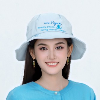 Vegan Slogan Foldable Sun Hat B6504 (Light Blue)【Celestial Cloud】