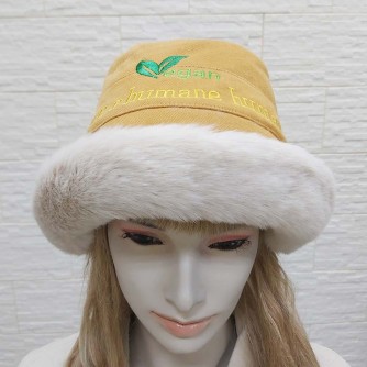 B6551 "Vegan = road 2 Heaven." Warm Vegan Fur Styling Hat