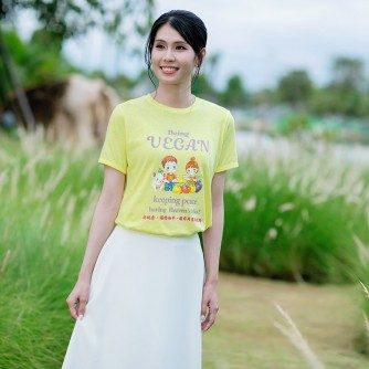 Vegan Slogan Women's PALF Whimsical Illustration T-shirt B1001【Celestial Cloud】
