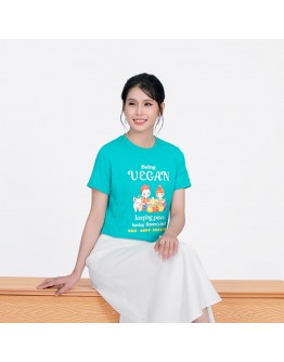 Vegan Slogan Women's PALF Whimsical Illustration T-shirt B1001【Celestial Cloud】