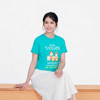 Vegan Slogan Women's PALF Whimsical Illustration T-shirt B1001【Celestial Cloud】
