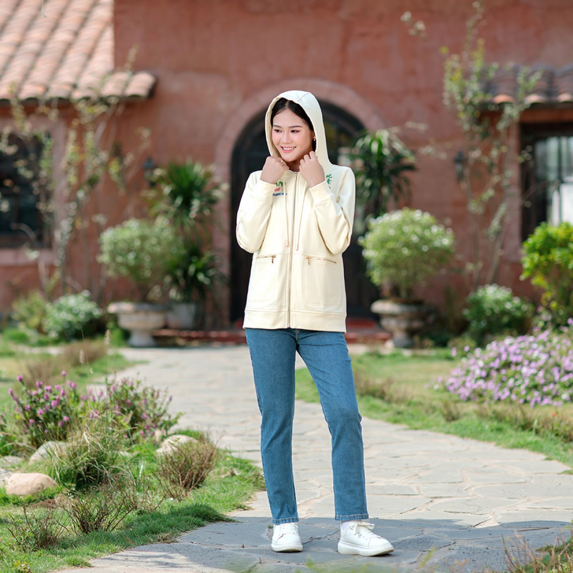 Vegan Slogan Comfy Cotton Hooded Jacket Torthbearer B1351【Celestial Cloud】