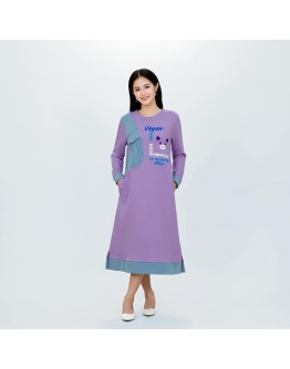 Vegan Slogan Animal Friends Denim Pocket Warm Cotton Dress B1552【Celestial Cloud】