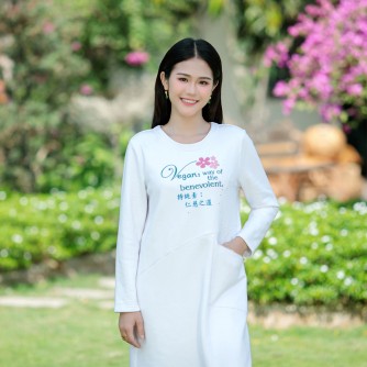 Vegan Slogan Flower Big Pocket Dress B1553【Celestial Cloud】